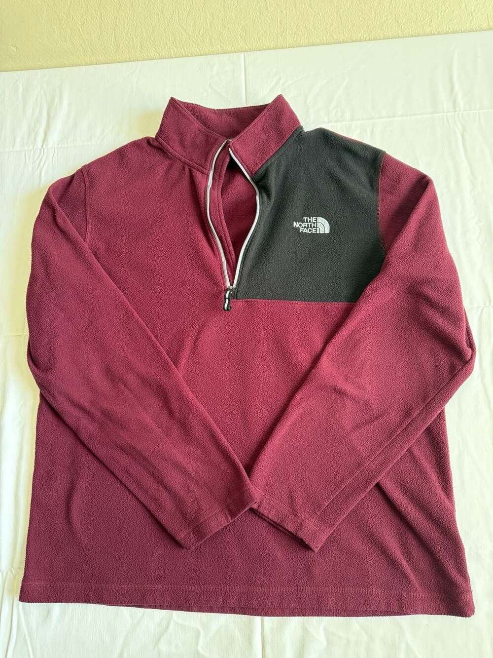 The North Face 1/4 Zip Fleece Pullover Size L Burgundy Black gorpcore